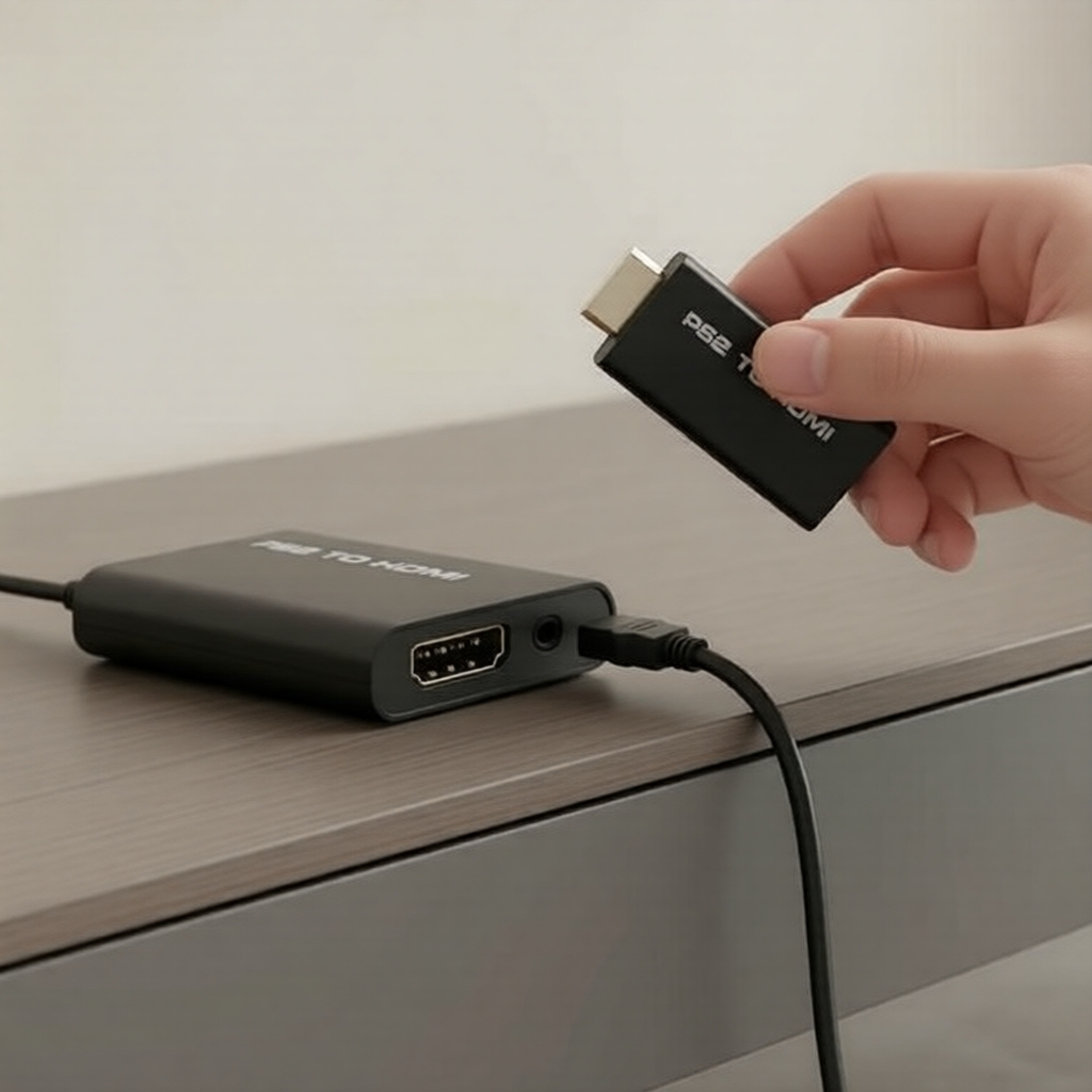 Cabo Conversor PS2 para HDMI 1080P com Saída de Áudio de 3,5mm para TVs e Projetores de Alta Definição