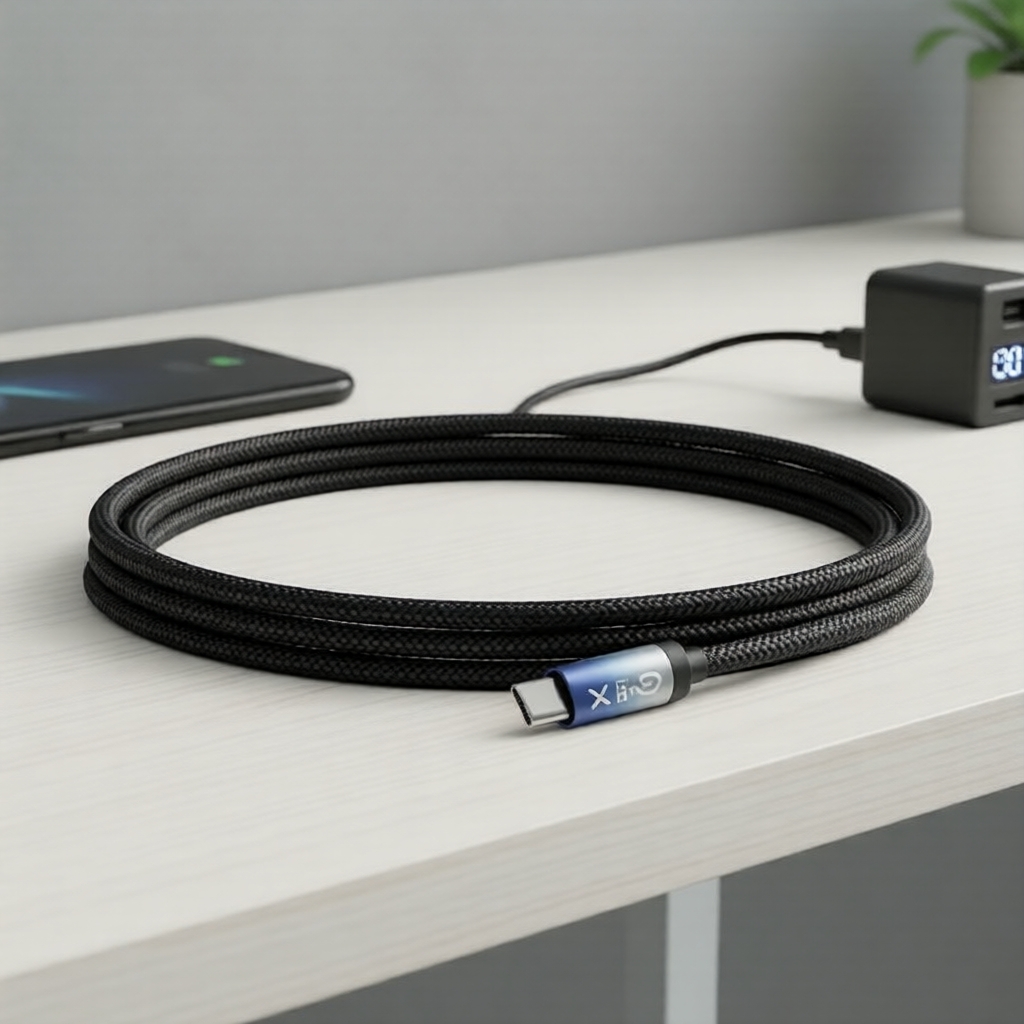 Cabo GYX 6,6 pés USB-C 240W com indicador LED, carregamento rápido 66W para iPhone 17/16/15 Pro Max, Samsung e MacBook