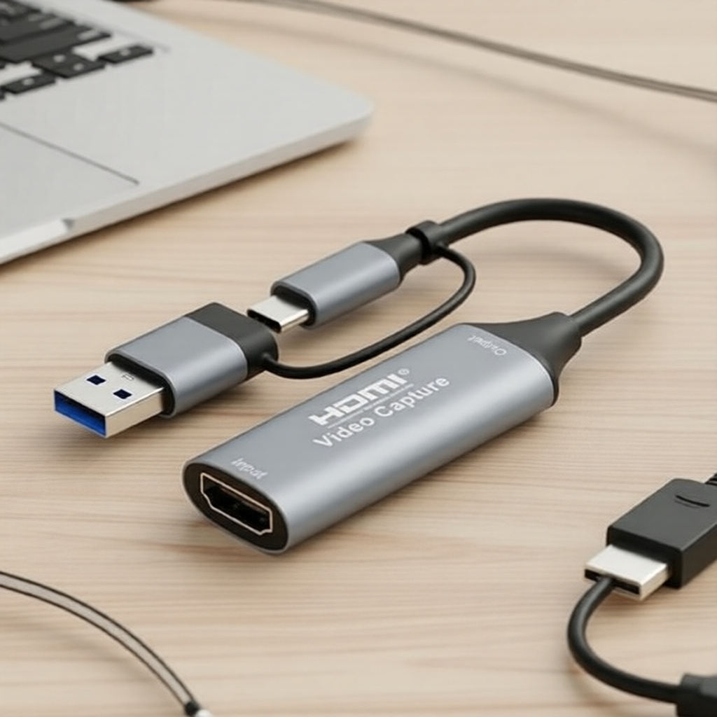 Placa de captura de vídeo e áudio HDMI-to-USB-A/C 4K 1080p para transmissão ao vivo