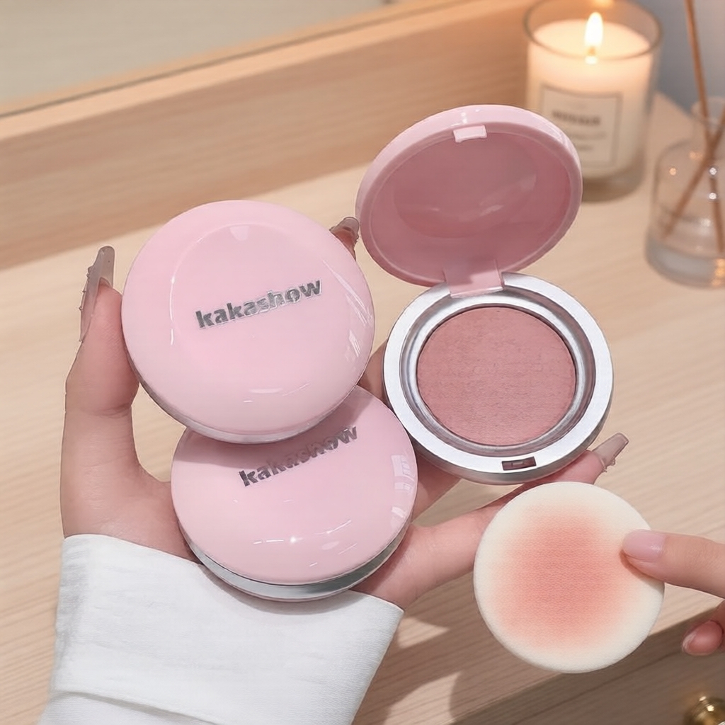 Kakashow Pó Blush Bronzeador Matte e Contorno para Mulheres, Brilho Natural, Pigmento Construtível