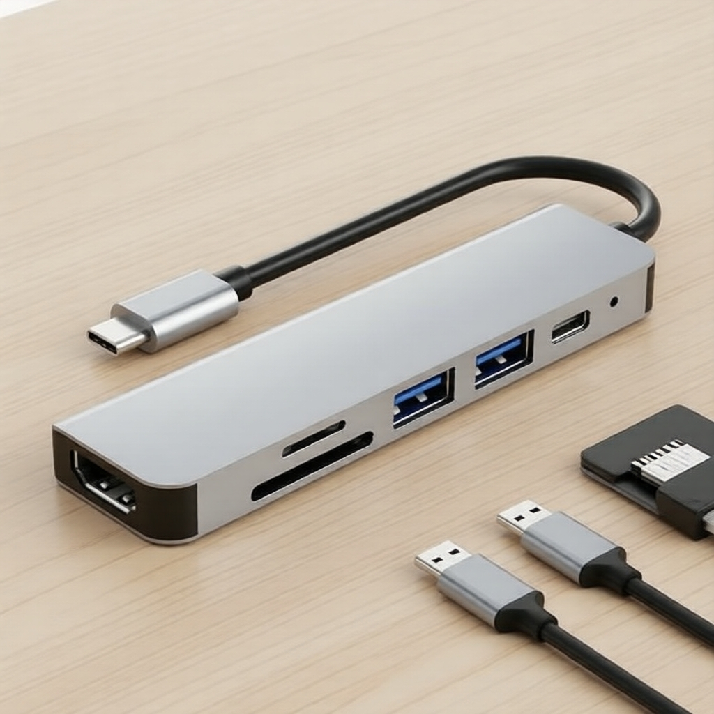 Hub USB-C com 6 portas: 87W PD, 2 USB-C, 2 USB 3.0, HDMI, leitor de cartões TF/SD para MacBook e PCs