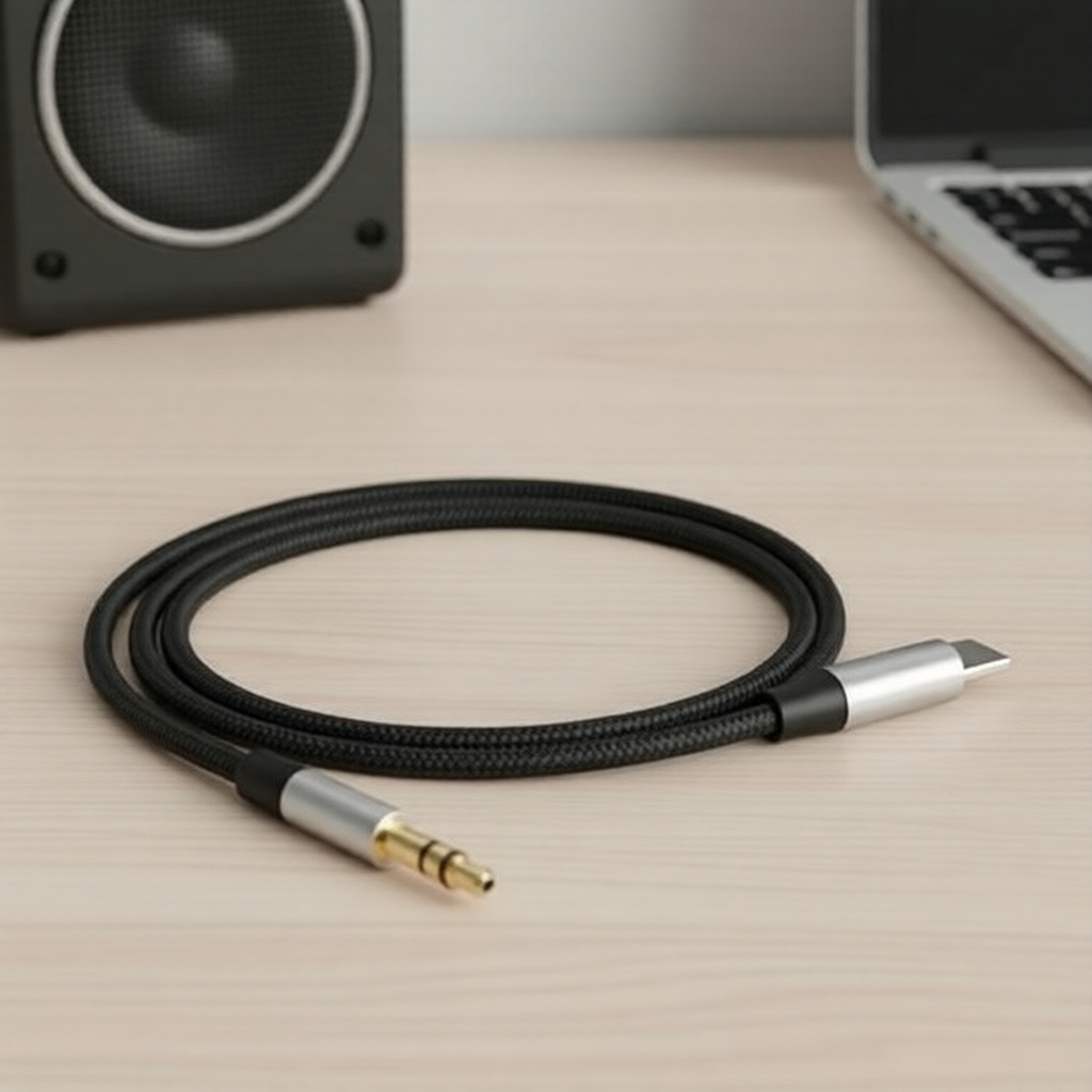 Cabo adaptador de áudio auxiliar de 3,5 mm de USB-C para smartphones e aparelhos de som automotivo, reprodução estável