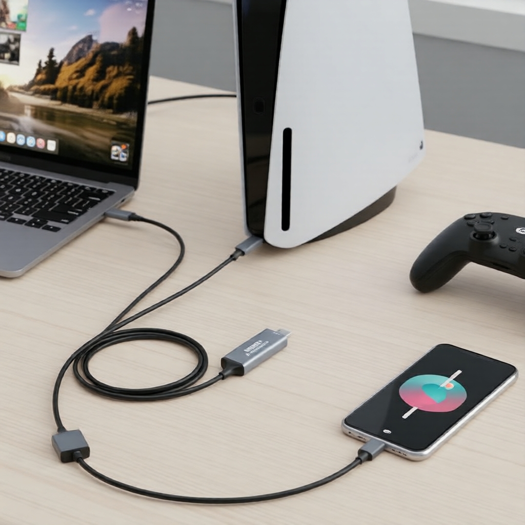 2-em-1 USB 2.0 4K HDMI para USB-C Captura de Vídeo para PS4/5/Xbox/Switch Transmissão ao Vivo