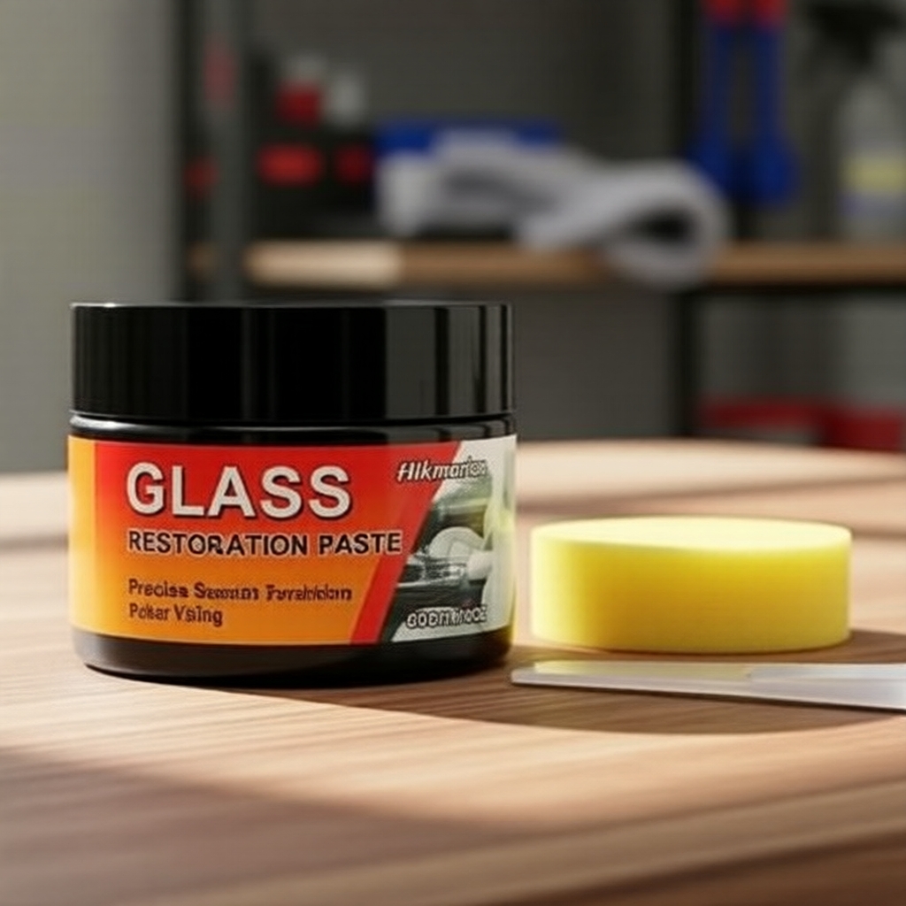 Creme de Reparo de Riscos em Vidro 50 g + Esponja, Fórmula Avançada para Para-brisa e Vidros de Carro
