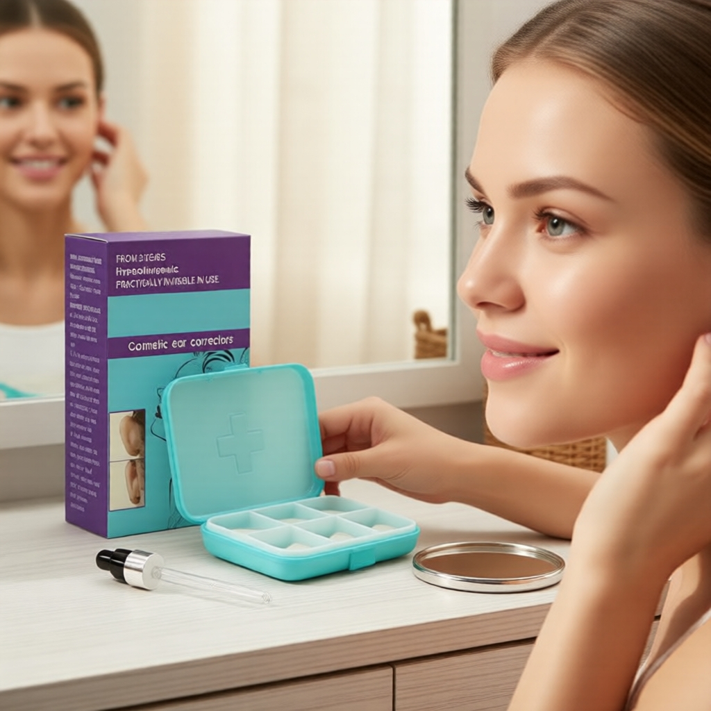 6 peças Corretor de Orelhas Invisível para Orelhas Proeminentes – Contorno Natural em Formato de Orelha de Elfo