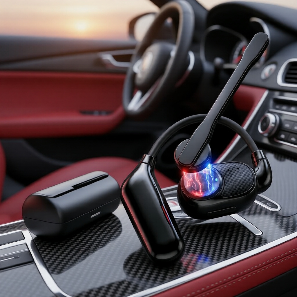 Fone de Ouvido Bluetooth em Fibra de Carbono BT6.3 V1 Mono, Microfone Duplo, Não Intra-Auricular, Conforto, Redução de
