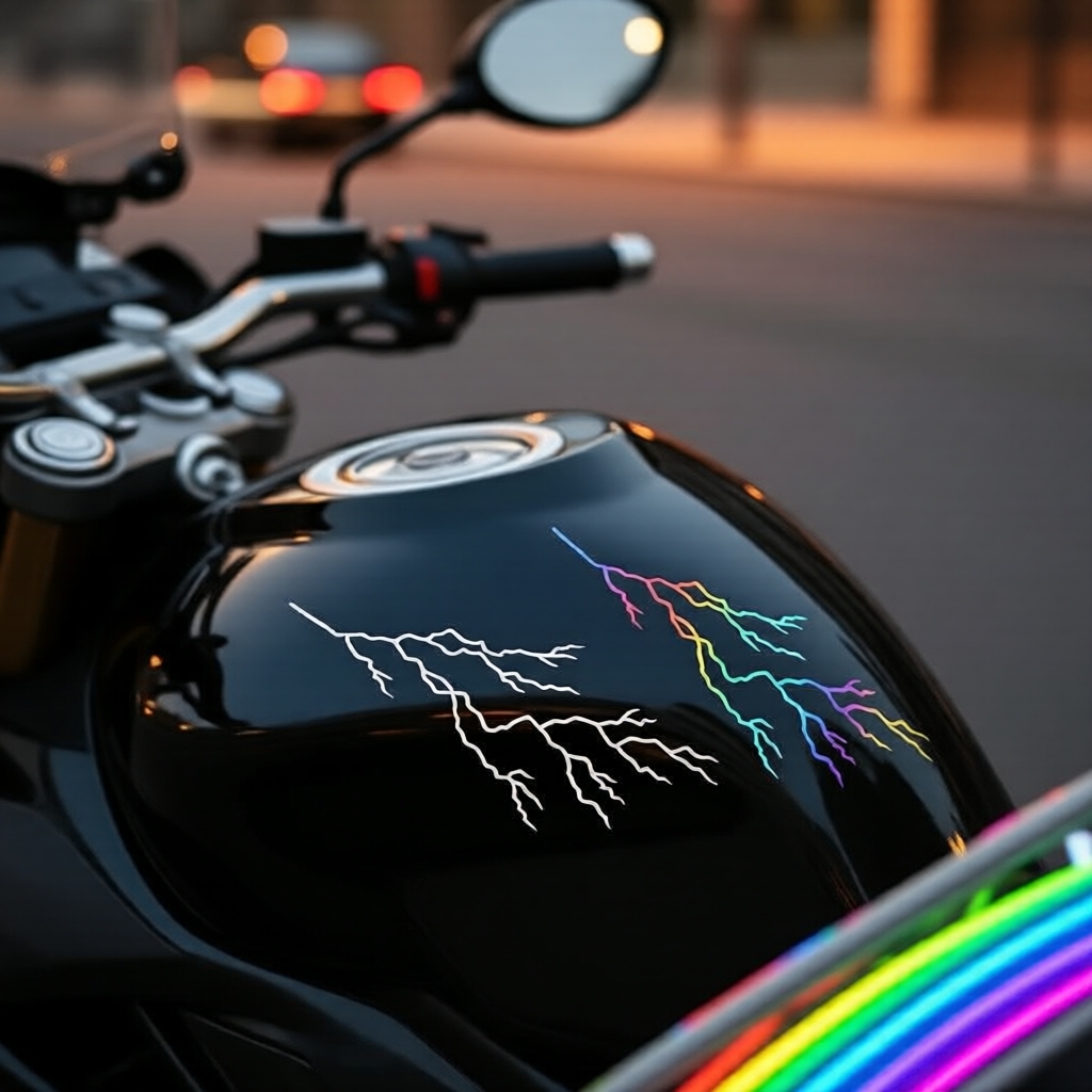 Adesivo à Prova D'Água com Efeito de Raio 1 Unidade KEVANLY para Decoração de Moto