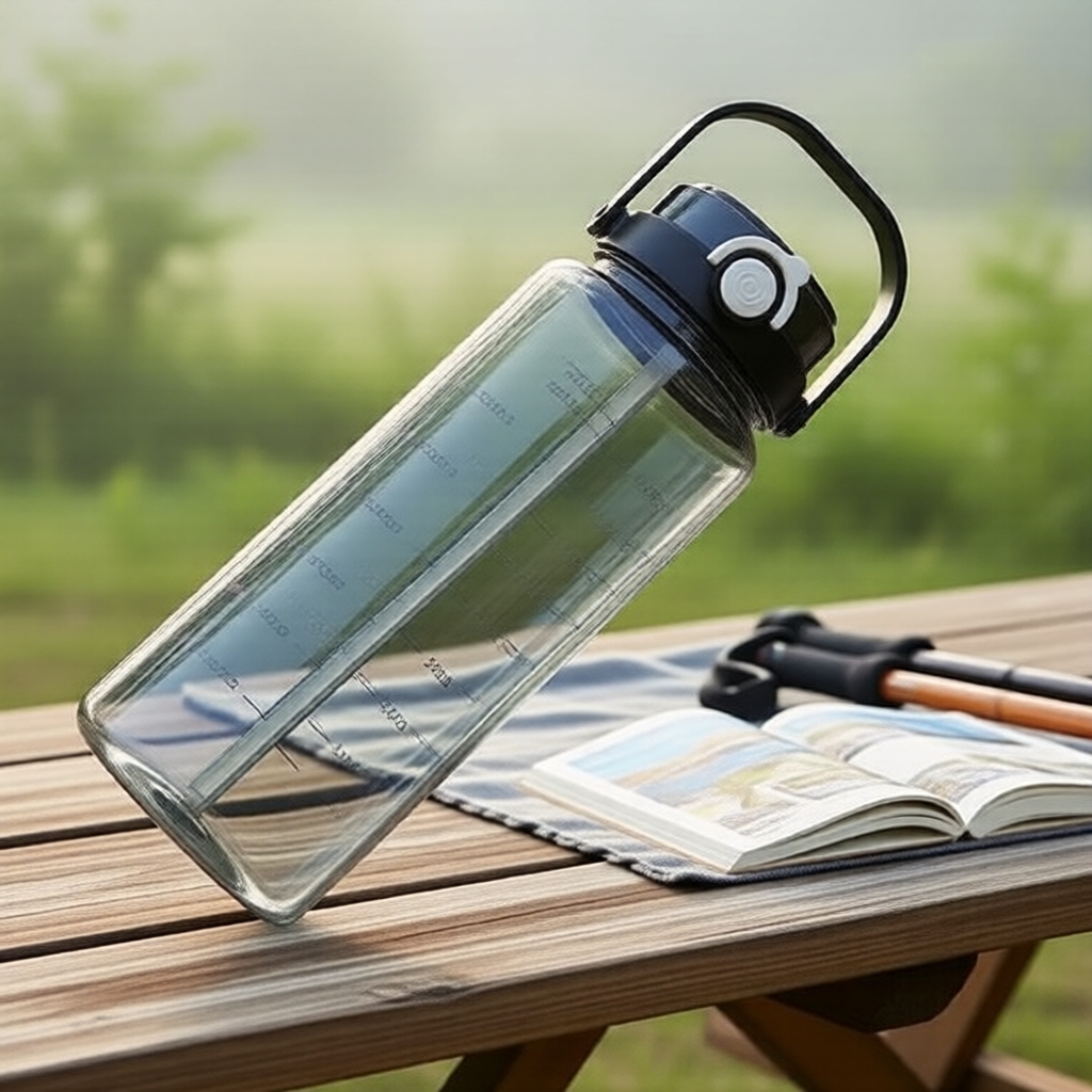 ALLEN garrafa esportiva PC resistente ao calor 1500/2000 ml, com canudo, escala, dois bicos e alça prática