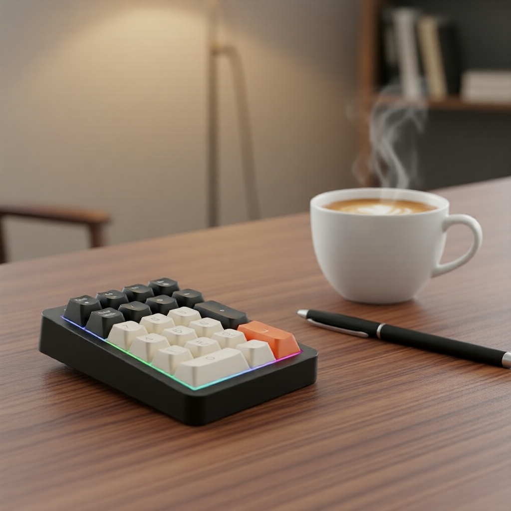 Freewolf M21 Teclado Numérico 21 Teclas Sem Fio, Recarregável RGB, Modo Duplo Bluetooth 5.0 e 2.4G