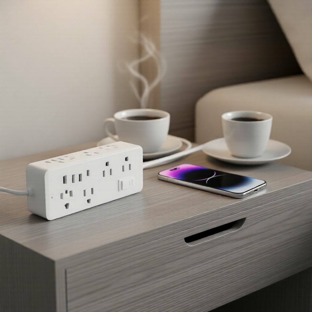 Hub de energia 12 em 1 com tomada americana, portas USB, cabo curto, proteção contra sobrecarga, extensor de tomada