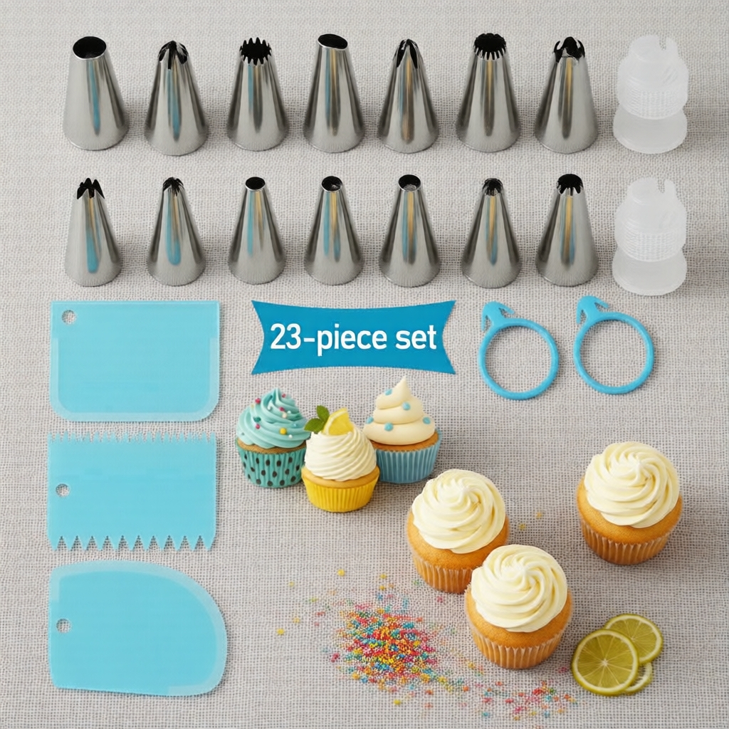 Kit Essencial de Confeitaria: Bicos de Confeitar, Sacos de Confeitar e Espátulas para Decoração de Bolos