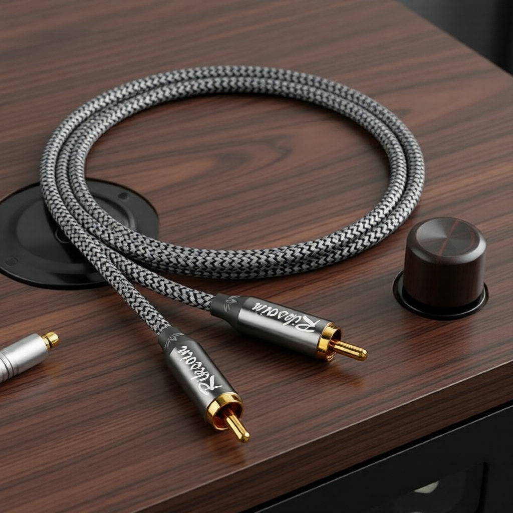 Cabo de Áudio Coaxial Riksoin Gold-Plated RCA Macho 24K para RCA Macho 1,9 pés Sistema de Som Pro Home Theater