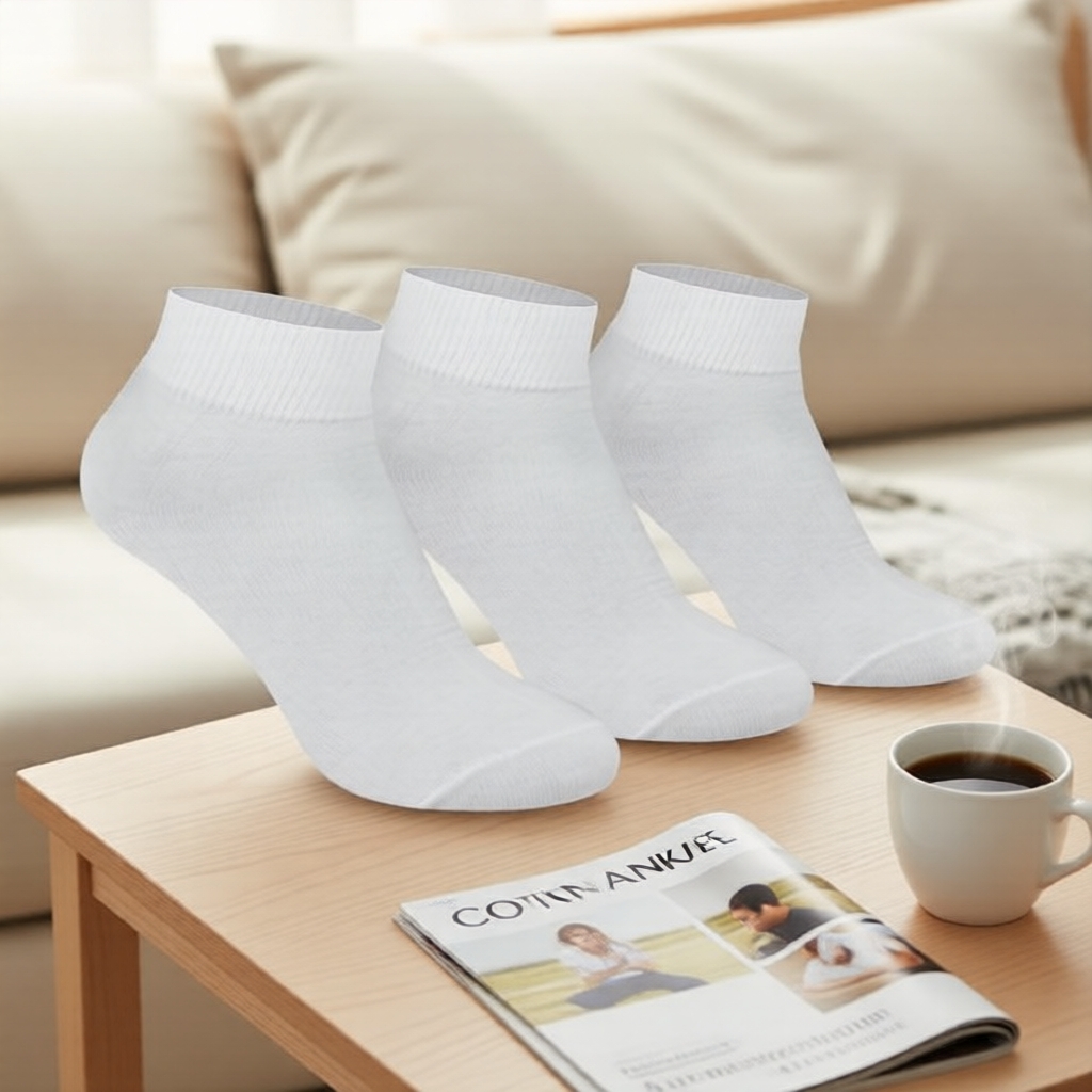 Burlington 142 Meias Masculinas de Algodão Leve até o Tornozelo, Pacote com 3 Pares, Casuais e Finas