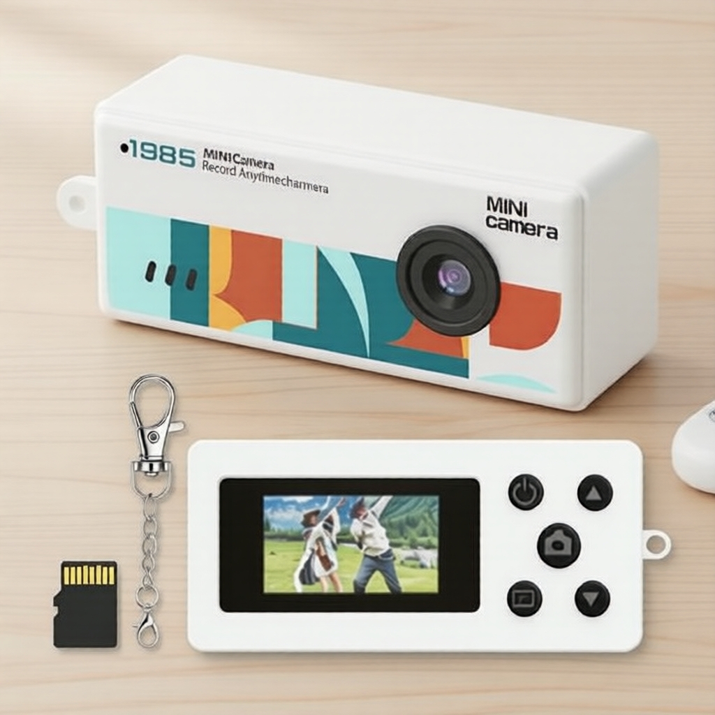 Câmera de chaveiro retrô com 128 MB de memória – item colecionável exclusivo para viajantes