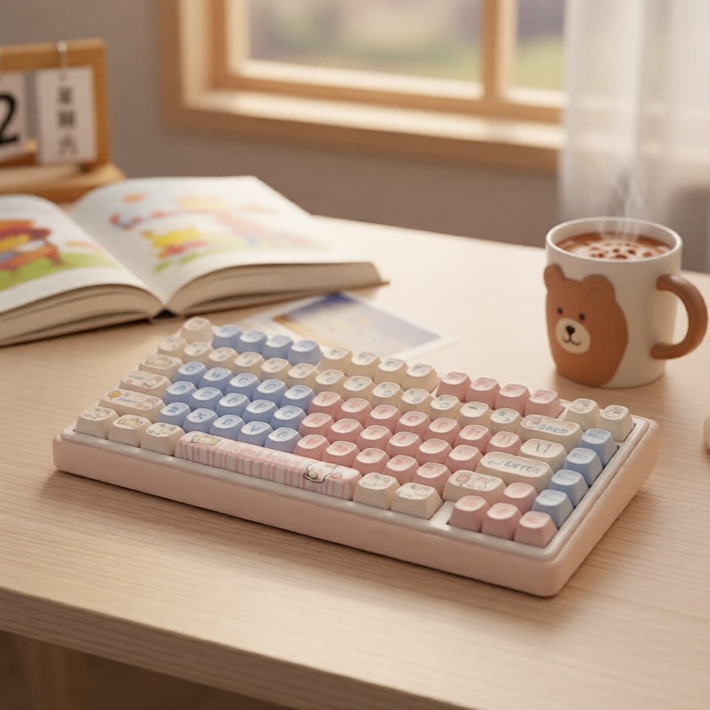 Teclas Dye-Sub PBT em Perfil MOA Cute Milk Candy Bunny, 139 teclas para teclados com interruptores MX (61-108 teclas)