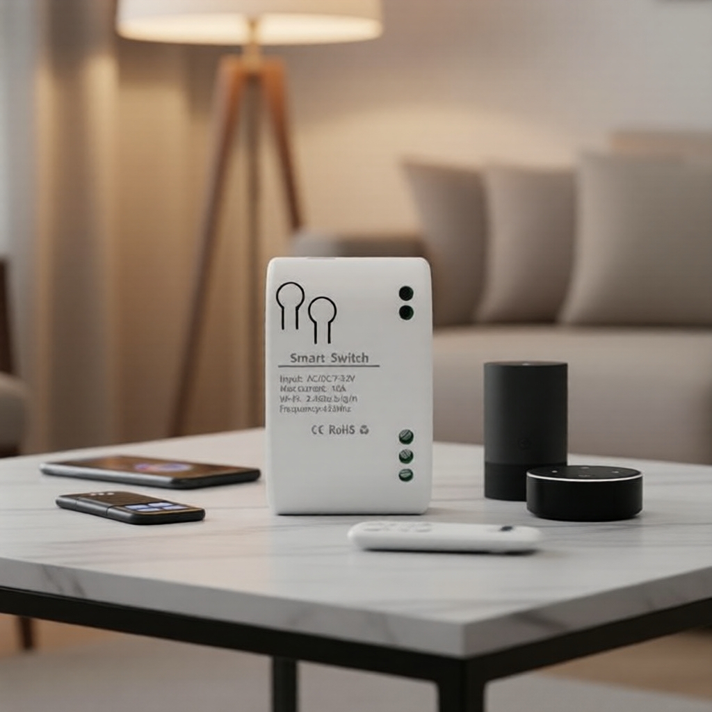 Relé Inteligente WiFi Tuya 1 Canal 7-32V para Porta de Garagem, Controle por Timer, Inching e Auto-Travamento,