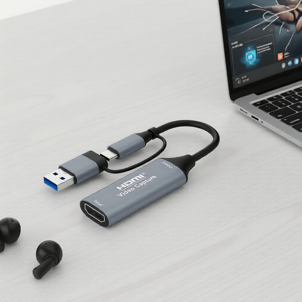Placa de captura HDMI 4K 1080p USB-C/USB-A para gravação de vídeo e áudio