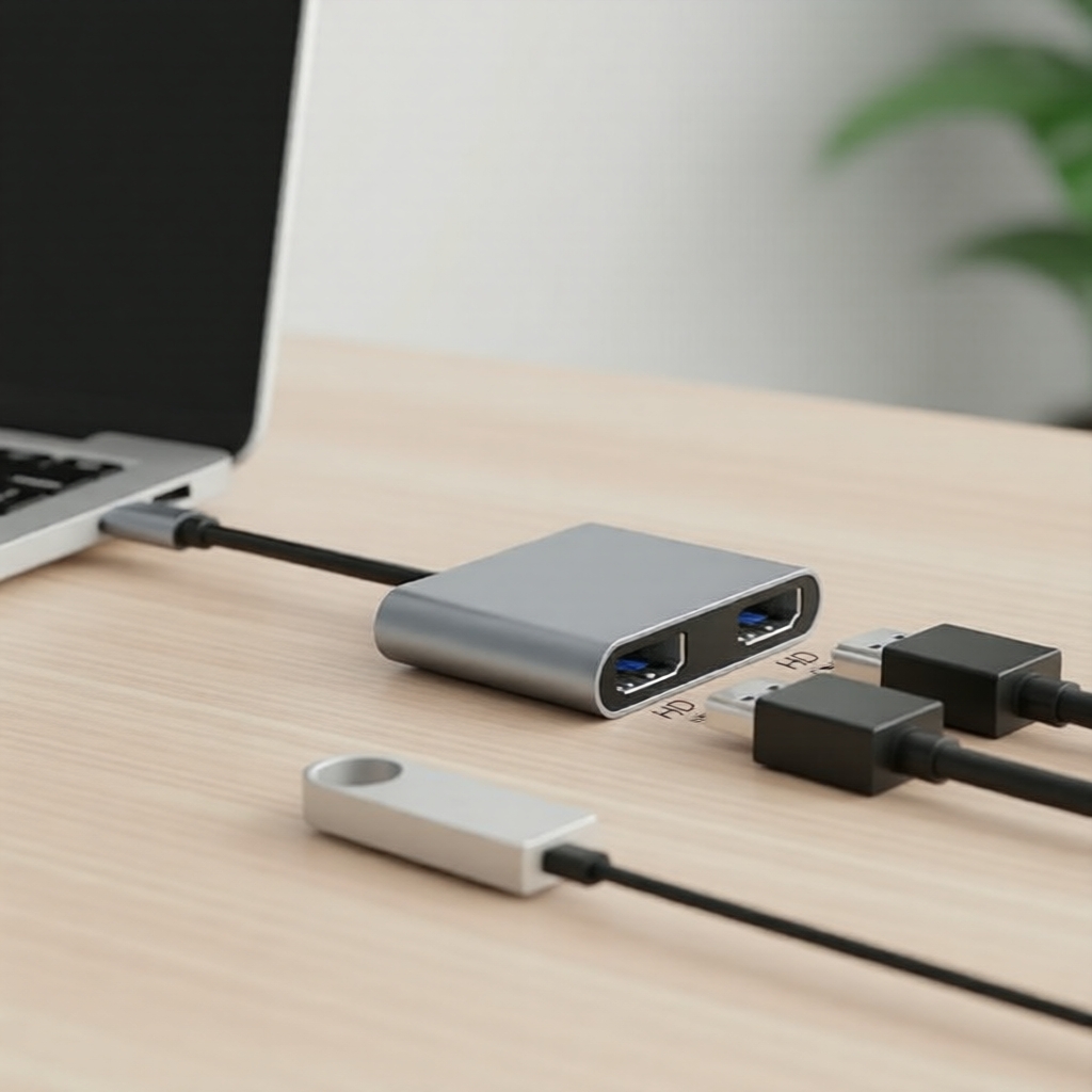 4K 4 em 1 Hub USB-C Duplo HDMI Extensor Divisor, Adaptador de Carregamento Rápido USB PD para Laptop