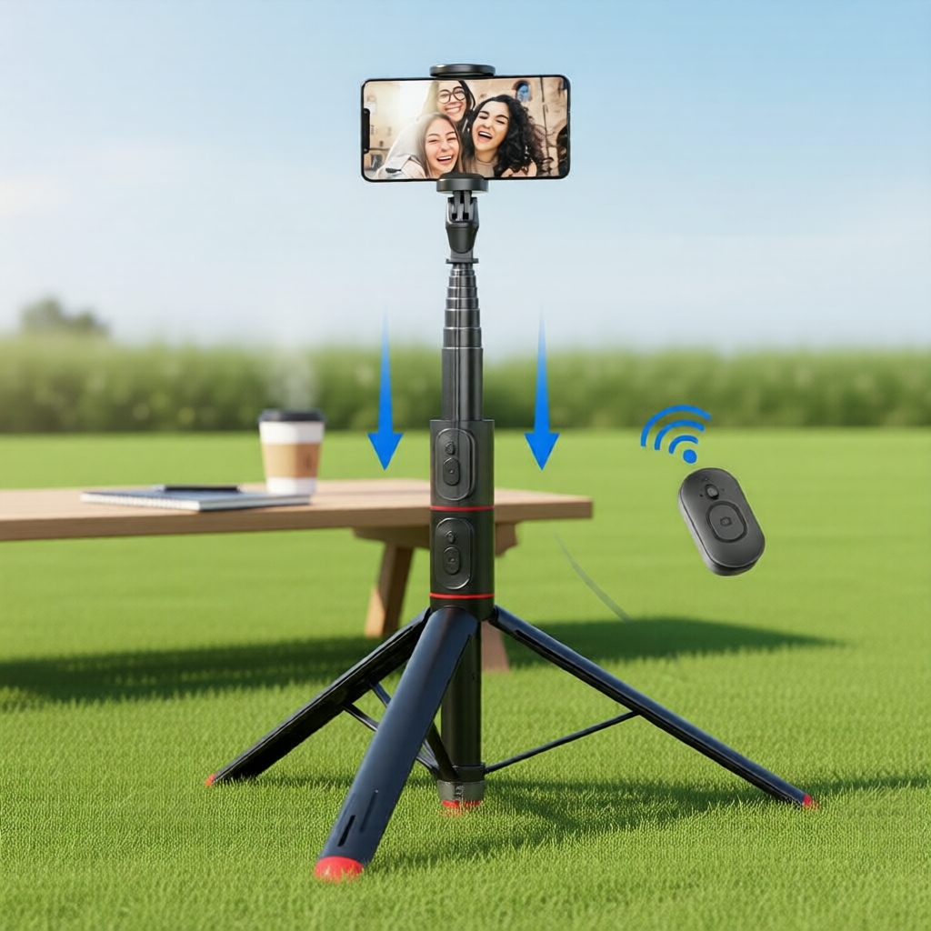 Tripé de celular magnético completo em 1, bastão de selfie Bluetooth com suporte automático, essencial para selfies e
