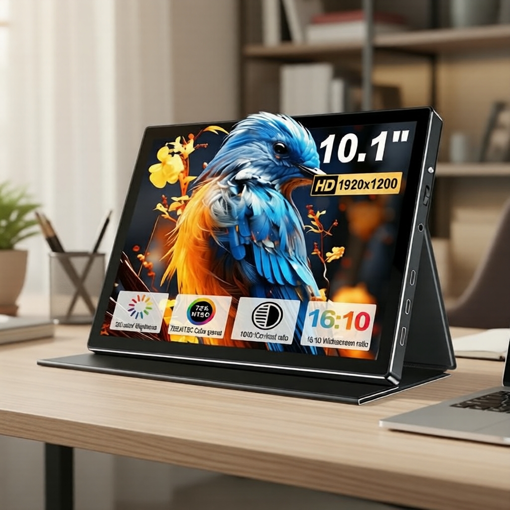Monitor portátil Unew 10,1 pol. 1920×1200 IPS, USB-C, HDMI para notebook/Switch, tela de jogos com VESA e capa
