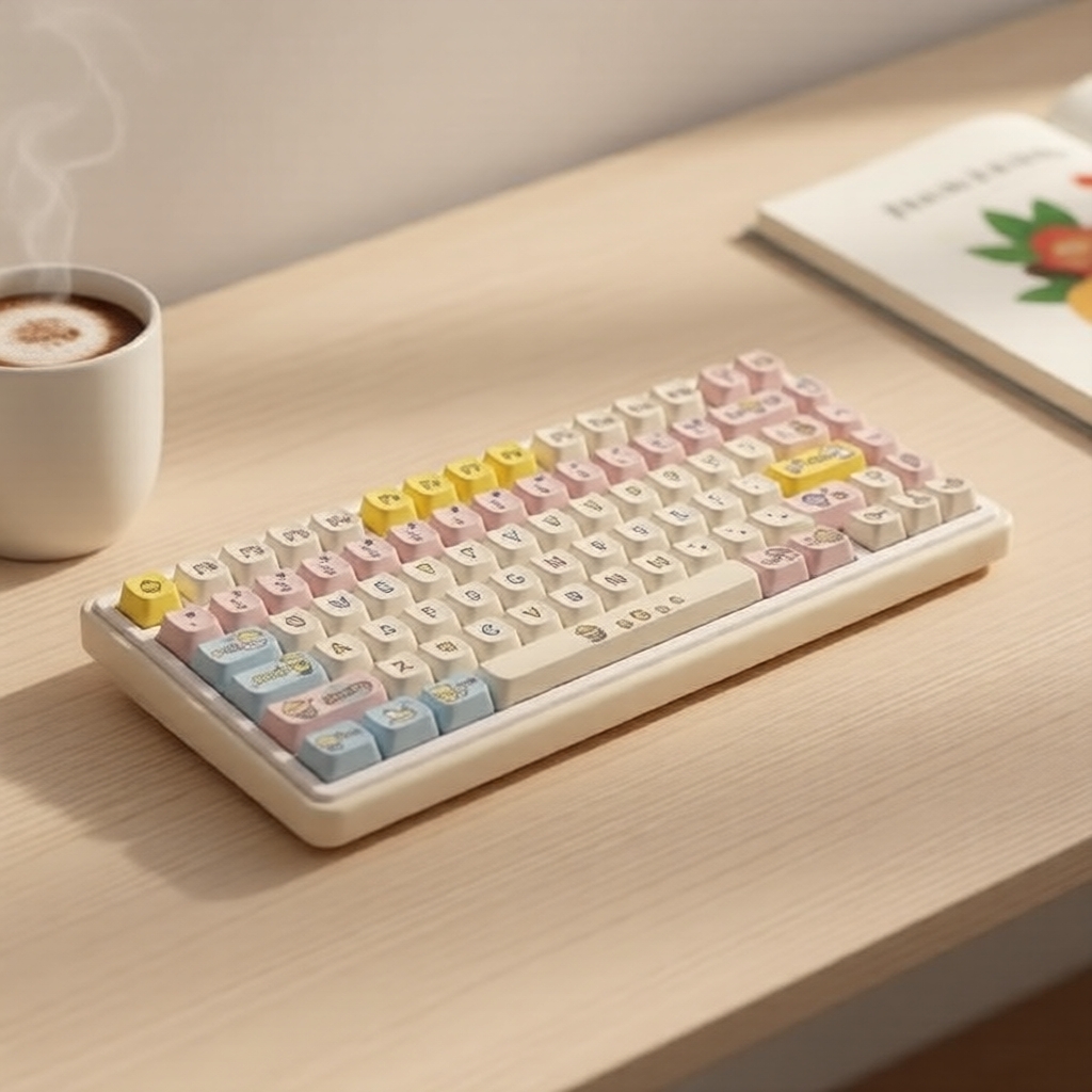 138 teclas, formato de gato, sublimação em PBT, teclas para teclado mecânico, tema “Jardim de Infância Filhote”, perfil