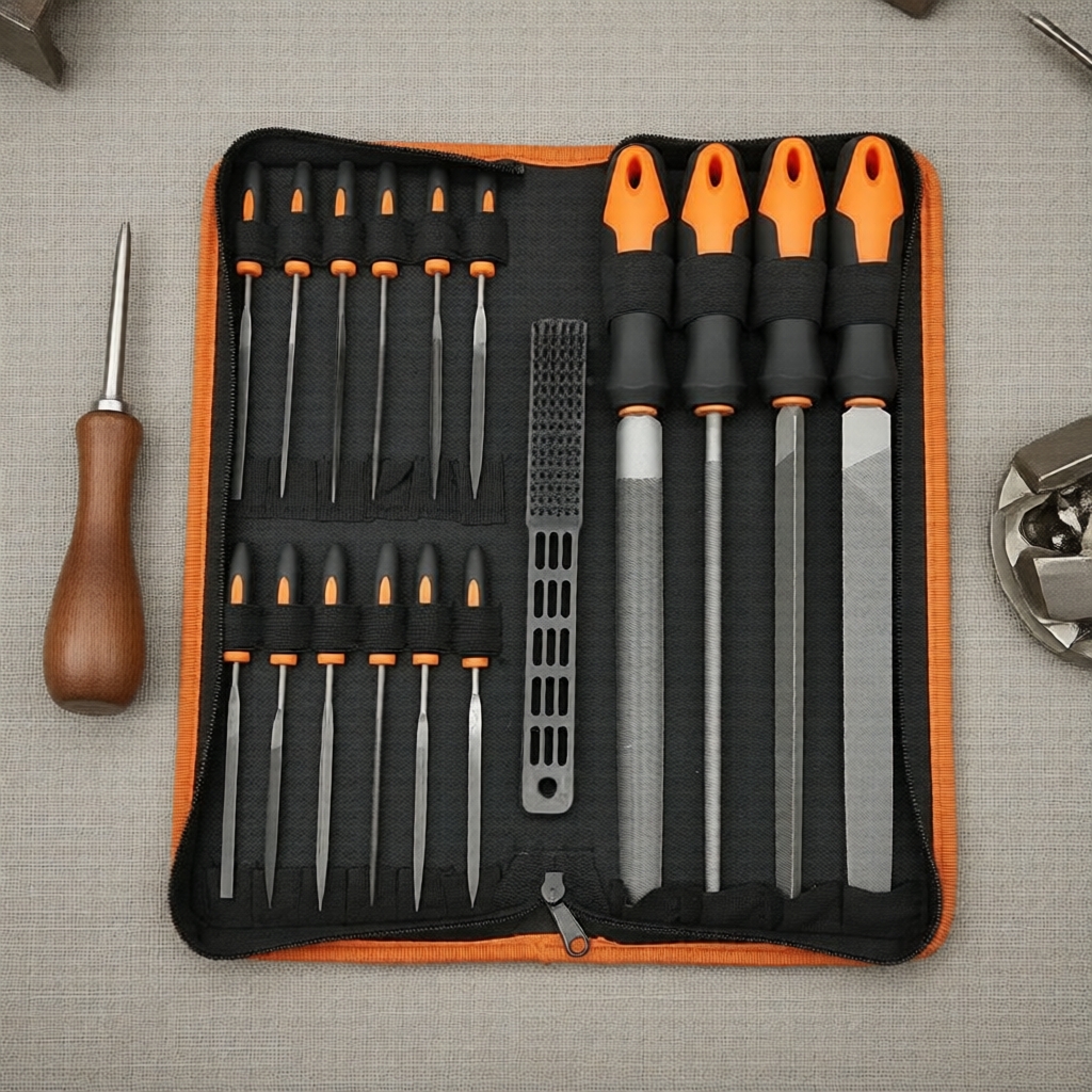Conjunto de 17 limas de aço com escova, limas de precisão para metal e madeira, ideais para artes estudantis e DIY
