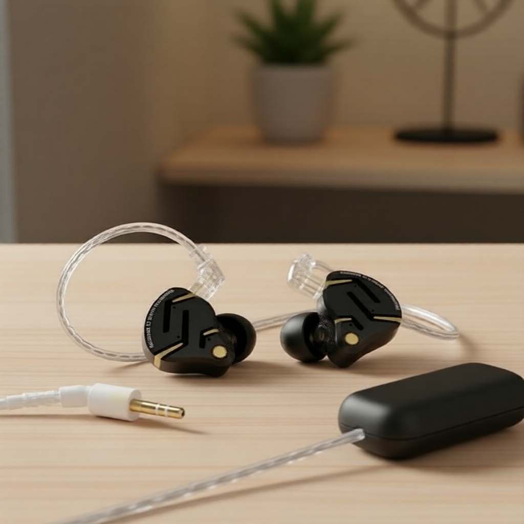 KZ ZS12 PRO Fones de Ouvido Intra-Auriculares Híbridos 2x6 Drivers Graves HiFi com Estojo, para Cantores e Gamers
