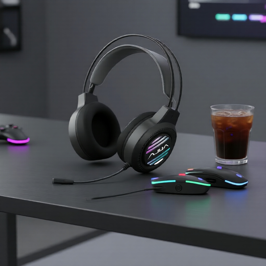 AULA S606 RGB, fone de ouvido gamer com microfone com cancelamento de ruído, arco suspenso, Bluetooth, confortável para