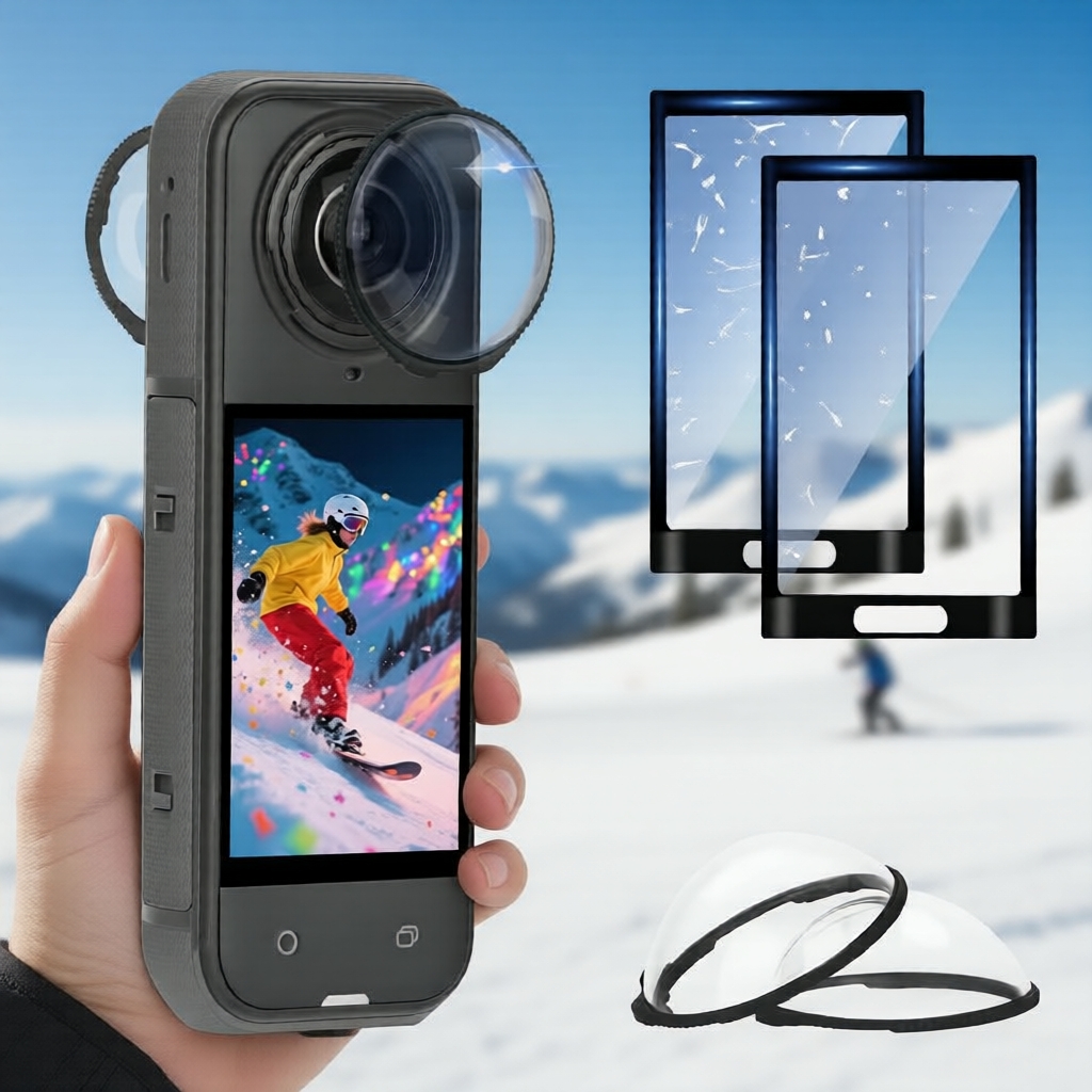 Kit de Película 2 em 1 e Tampa de Lente Premium Insta360 X5/X4 à Prova de Riscos (Sem Bolhas)