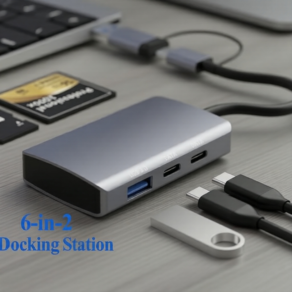KEBIDUMEI Hub USB-C 6 Portas: USB 3.0, Leitor de Cartões SD/TF/CF, OTG & Divisor USB