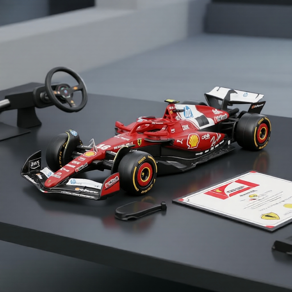 Bburago F1 2026 Ferrari SF25 1:43 Modelo de Carro em Liga de Fundição - #16 Charles Leclerc #44 Lewis Hamilton