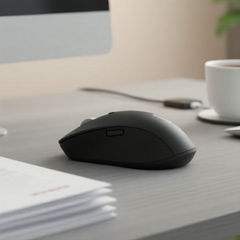 Mouse Ergonômico Silencioso Lenovo 2.4G Sem Fio para Escritório, Compatível com Múltiplas Plataformas, Sem Pilha Inclusa
