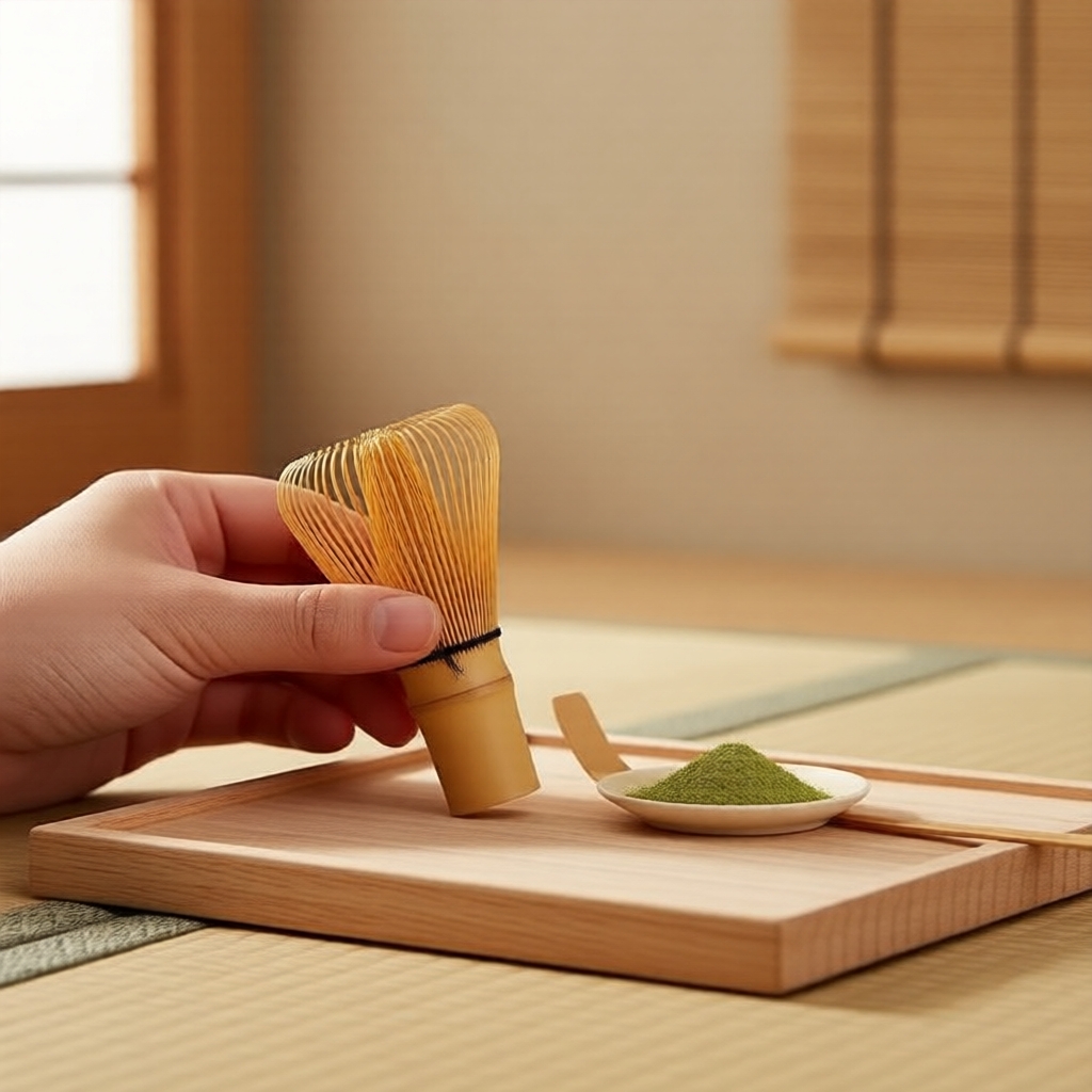 Batedor de Matcha de Bambu por Shin Chasen, Artesanal Premium para Cerimônia do Chá Diária