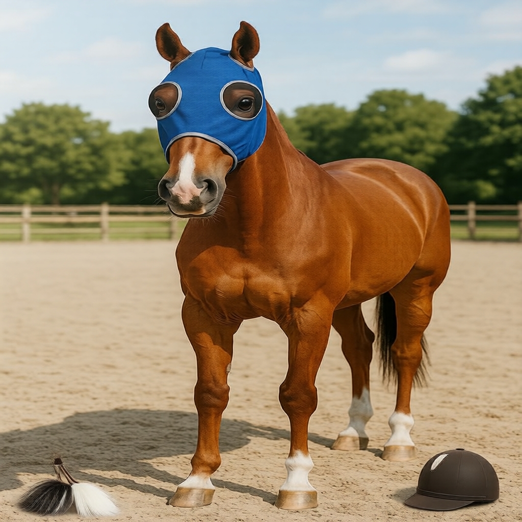 Máscara EquiShield Anti-Mosquito e Anti-Mosca para Cavalos, Equipamento de Equitação Resistente aos Raios UV