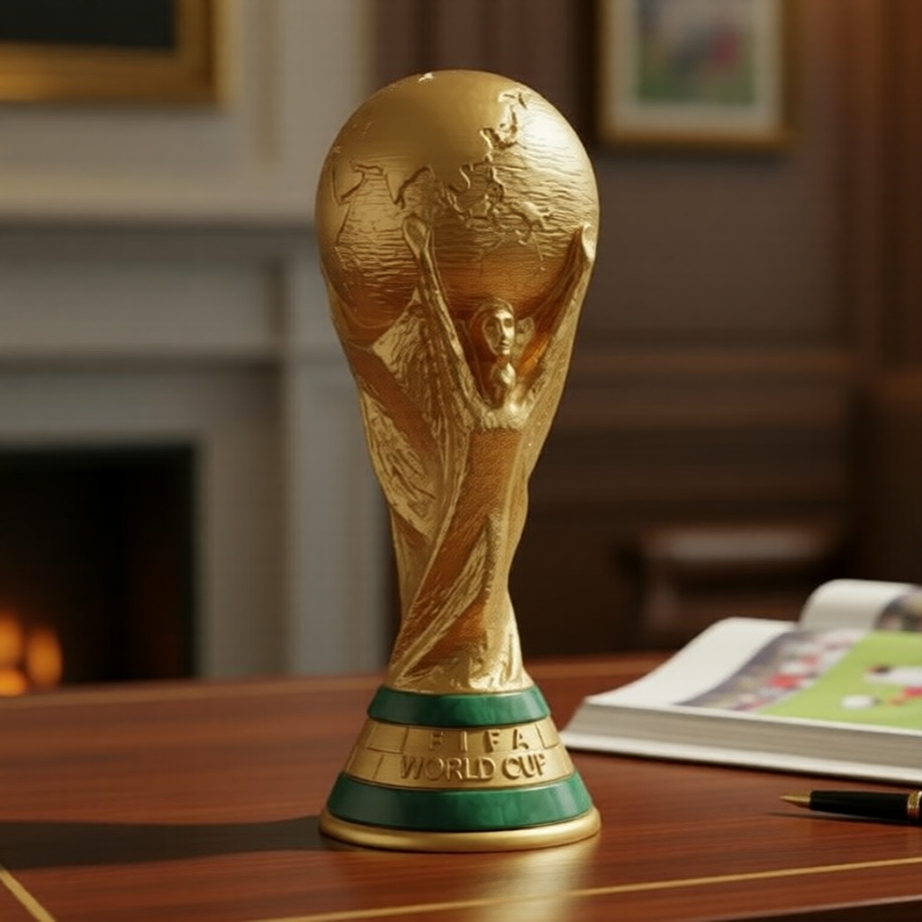 Réplica Tamanho Real de 36 cm da Taça da Copa do Mundo FIFA 2026, Licenciada Oficialmente, Expositor para Casa e Artigos