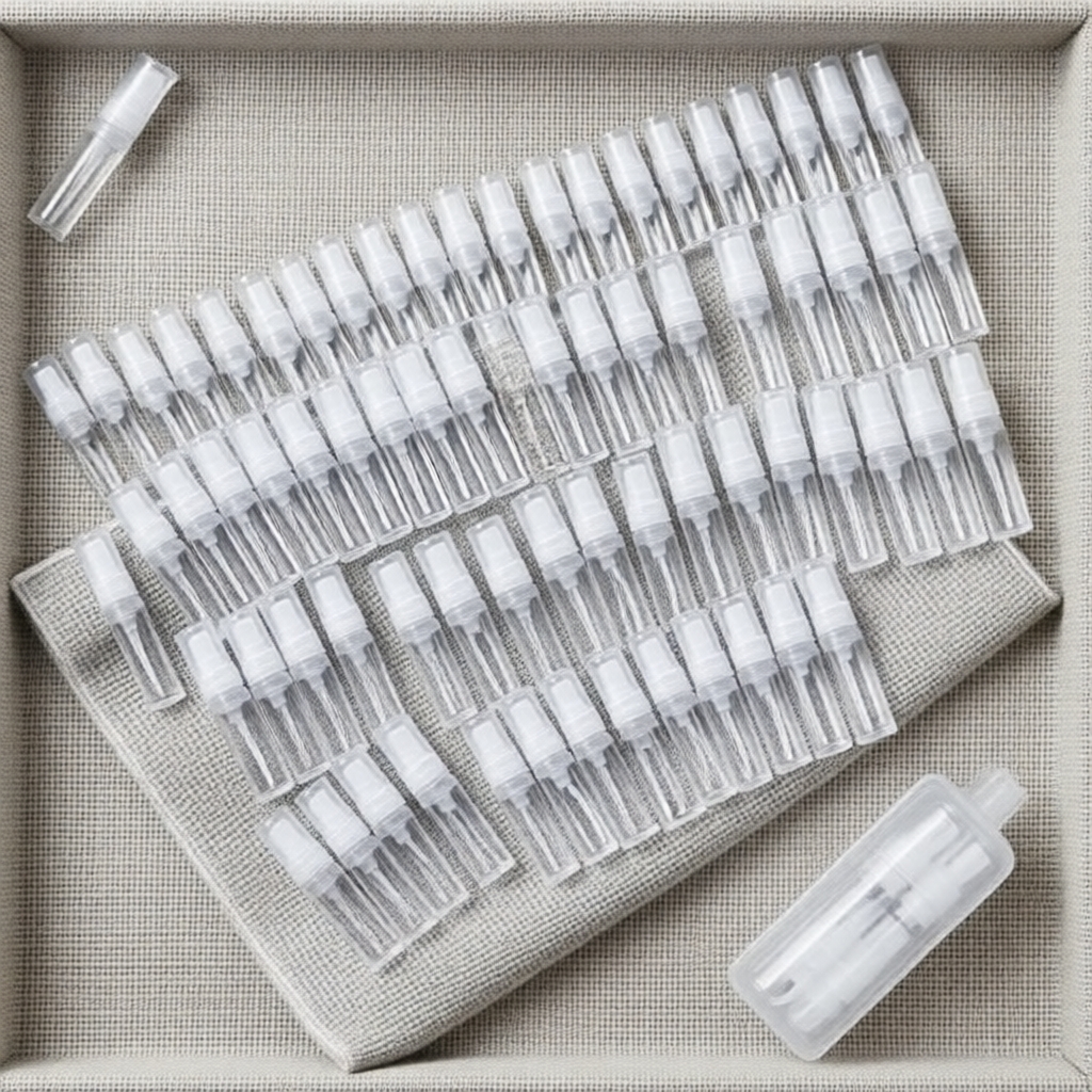90 frascos spray de plástico de 2ml recarregáveis, névoa fina, para perfumes, óleos essenciais, enxaguante bucal e