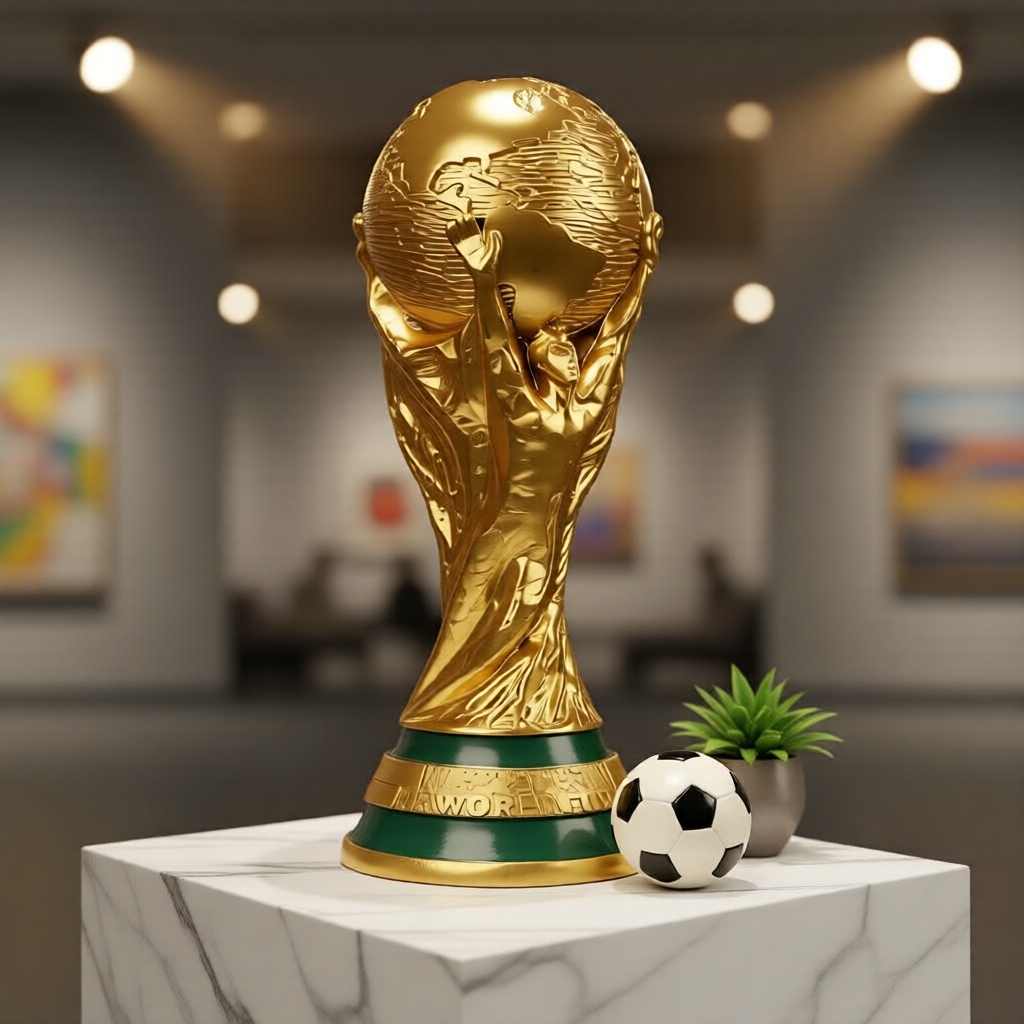 Réplica Premium da Taça da Copa do Mundo da FIFA 2026, Resina Feita à Mão, Escultura Grande de Troféu de Futebol