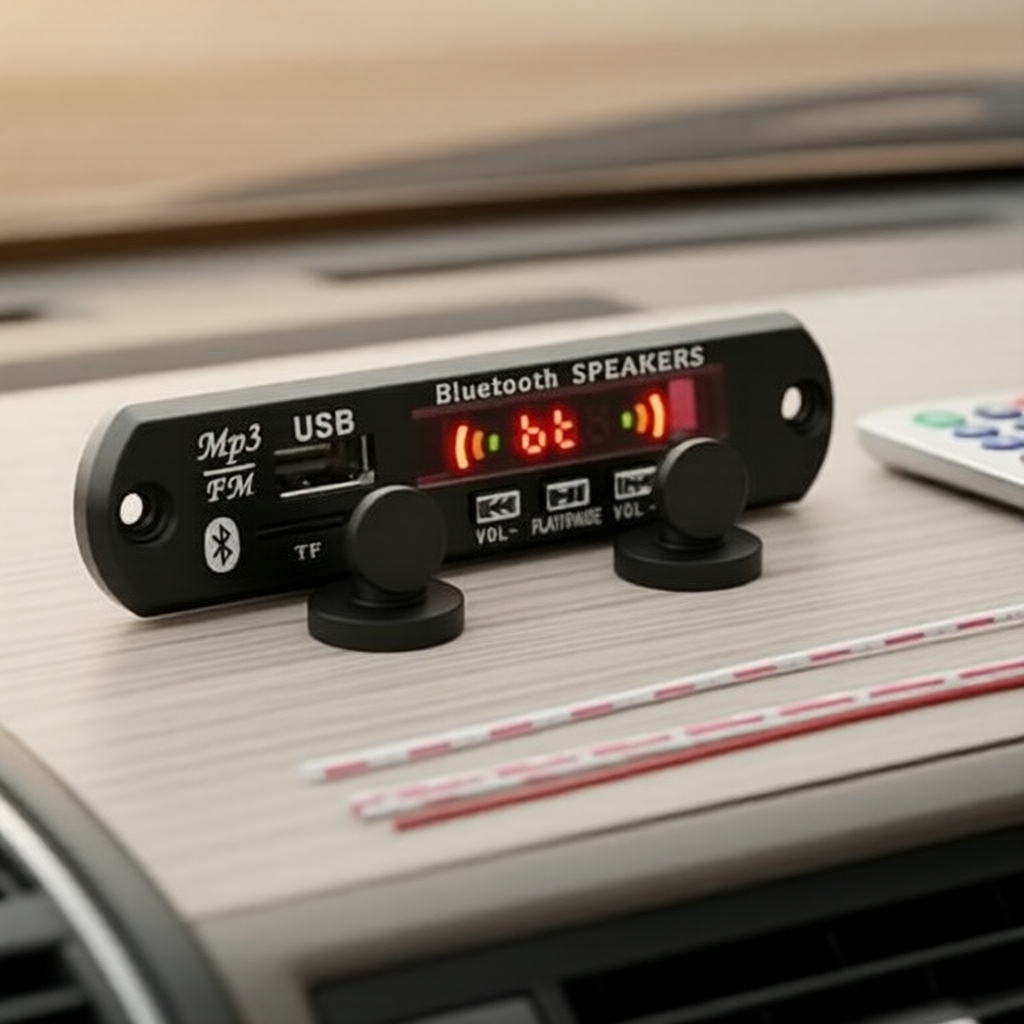 Módulo Amplificador de Áudio Bluetooth 5.0 para Carro, Placa MP3 com Suporte a USB/TF, Rádio FM e Viva-Voz