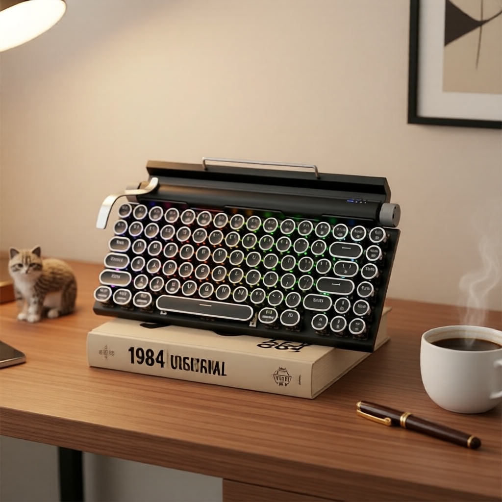Teclado Mecânico Compacto, Bluetooth, para iPad, Tablet e Celular