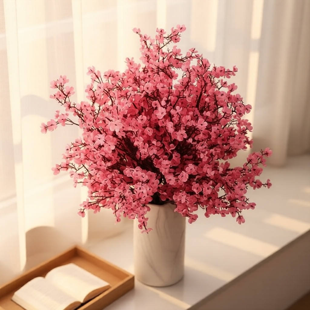 Conjunto de Buquê de Flores Artificiais Cerejeira (3 peças) – Ideal para Centro de Mesa e Artesanato de Arranjos