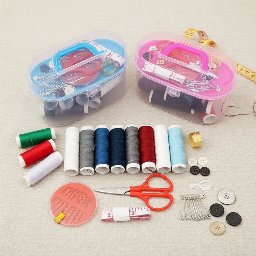 Kit de Costura DIY para Roupas: Agulhas, Linhas, Alfinetes, Dedal para Uso Doméstico