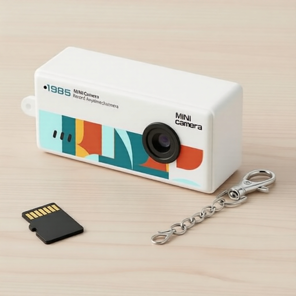 Câmera Mini Chaveiro com Cartão 32GB – Câmera Mini Estilo Retrô para Crianças & Adultos; Presente Fofo Vintage para