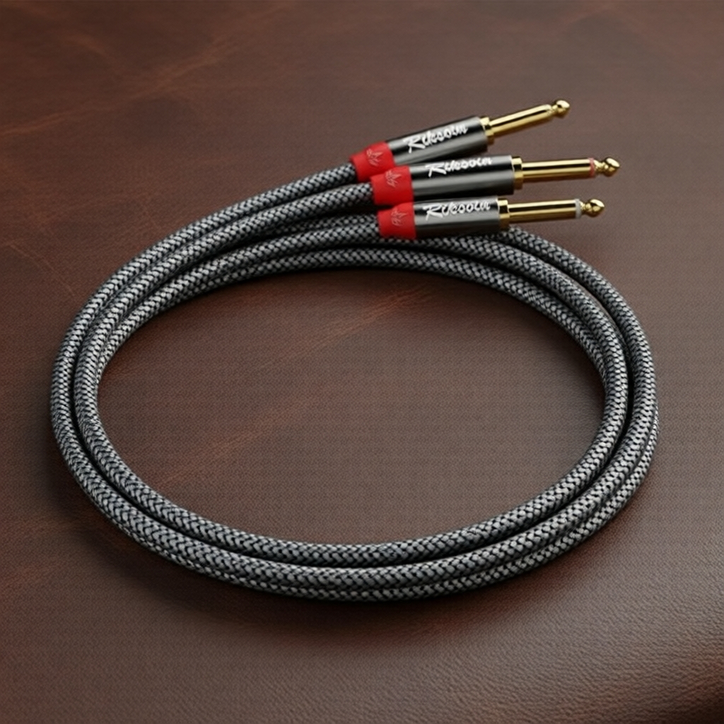 RIKSOIN 2 RCA macho para dupla 1/4 TRS cabo estéreo para mesa de som, cabo de áudio trançado para guitarra/caixa de som
