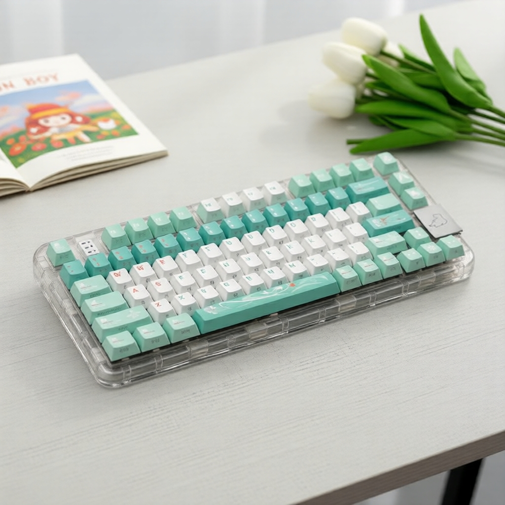Conjunto de teclas PBT Cherry Profile Firefly, 138 teclas translúcidas, sublimação de corante, letras laterais,