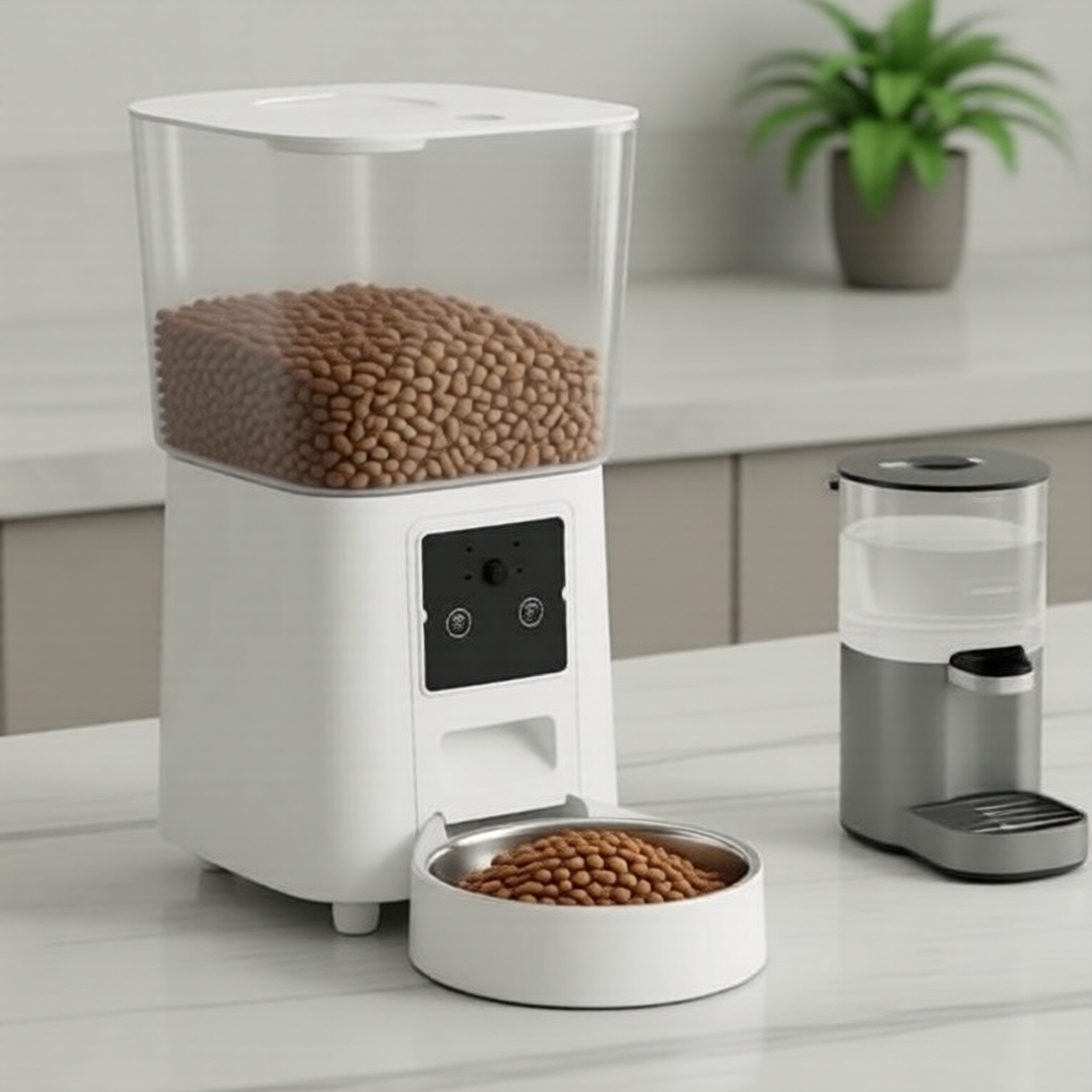 Comedouro Automático 5,5L para Pets com Câmera e App: Agendamento de Refeições à Distância para Gatos e Cachorros,