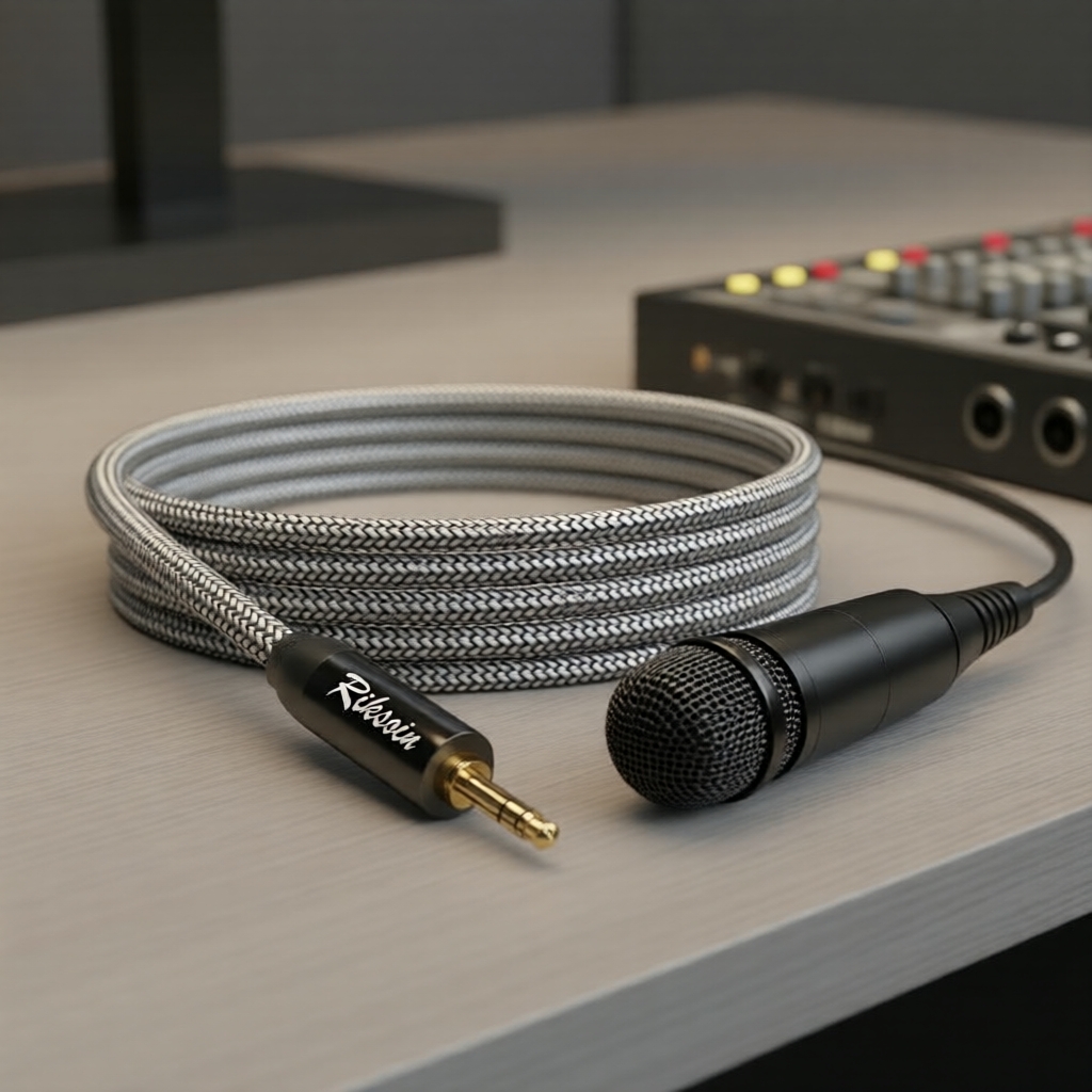Cabo de Áudio Riksoin XLR Fêmea para 3,5mm TRS para Microfone, Câmera, Computador, Caixa de Som, Som Profissional