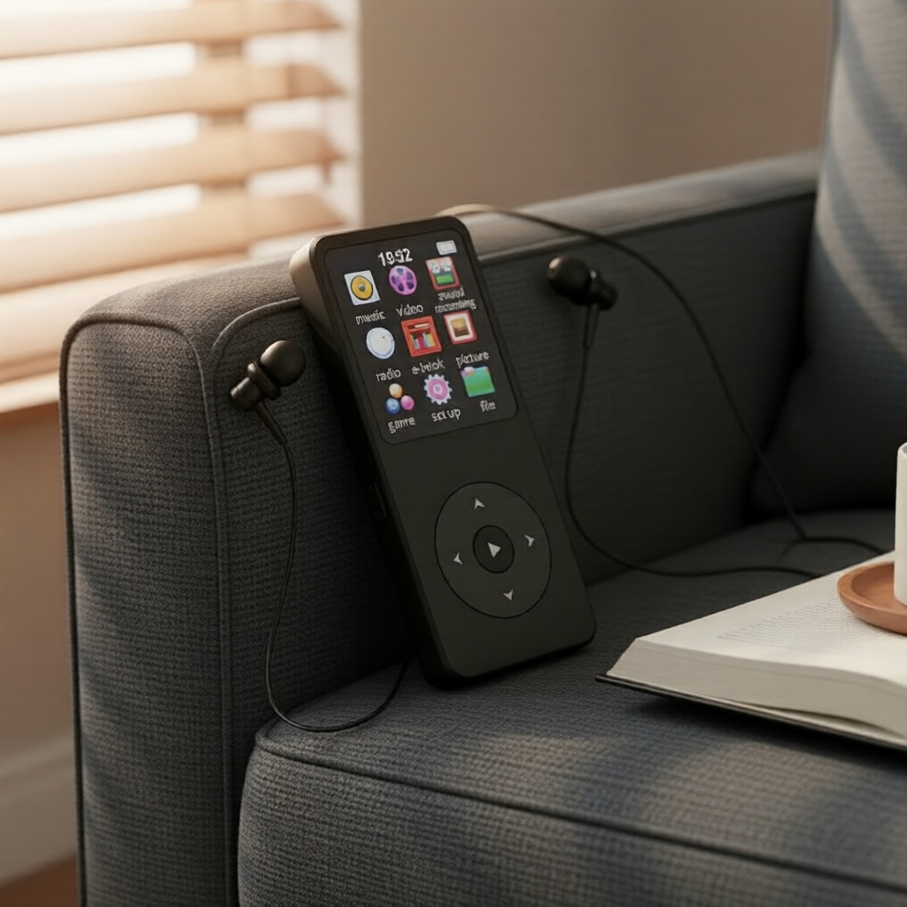 Leitor de MP3 Bluetooth de 1,8 pol., Caixa de Som Estéreo Portátil, Rádio FM, Suporte para Gravação e E-Book