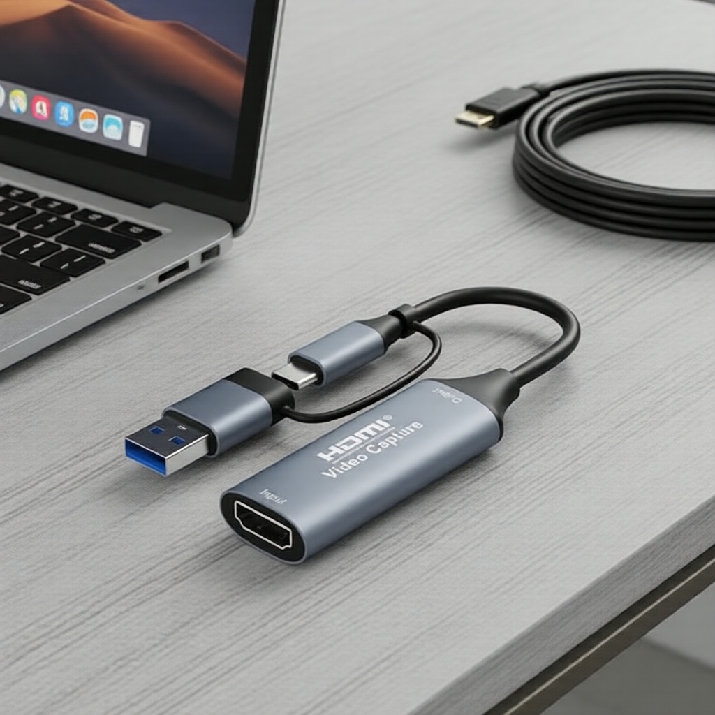 Placa de captura compatível com HDMI 1080p 4K USB 2.0, gravador de áudio e vídeo USB-A/C