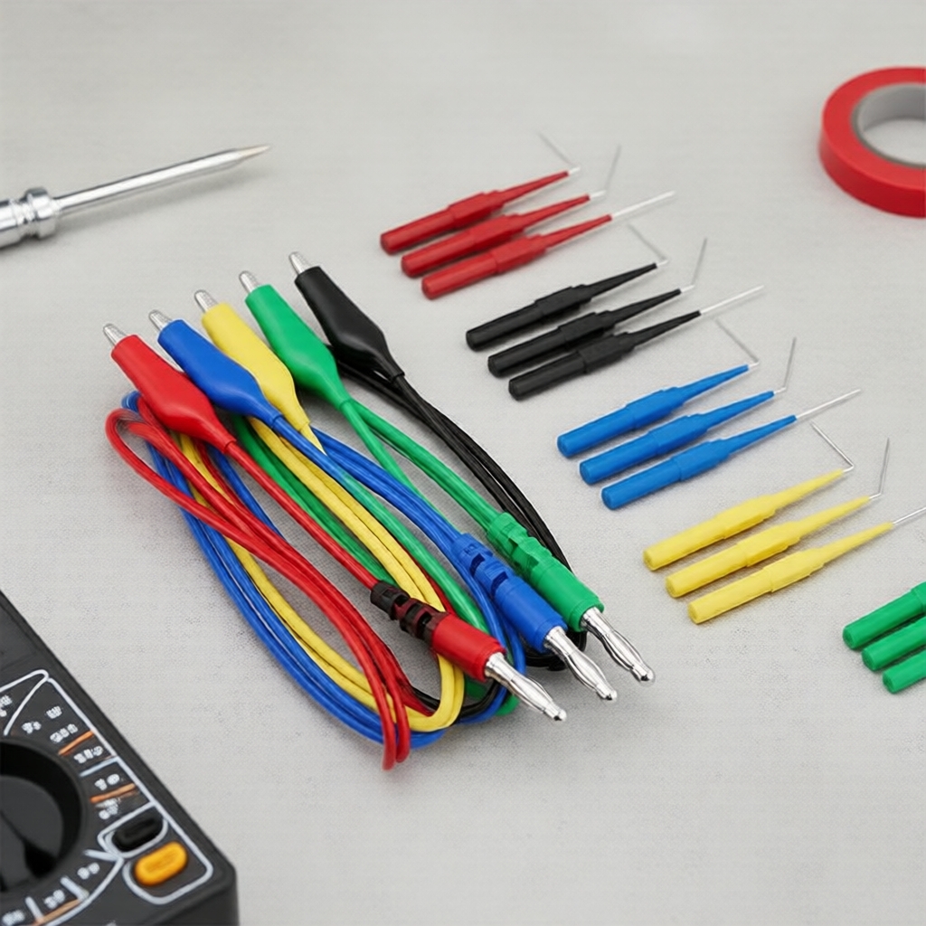 Kit de Cabos de Teste Jacaré para Plugue Banana 4mm, Inclui Pinos de Sonda Traseira para Reparo Automotivo, 20 peças