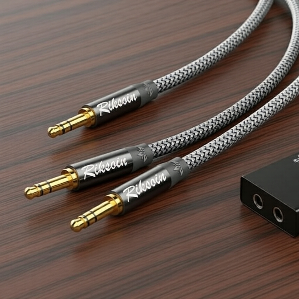 Riksoin Cabo Y Splitter de Áudio 3,5 mm TRS Estéreo para 2 Conector Fêmea para Smartphone e Caixa de Som